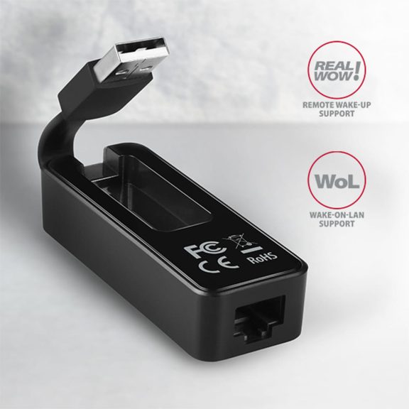 Axagon ADE-XR USB-A Ethernet adapter, 100Mbps, kompakt , fekete