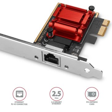   Axagon PCEE-G25 PCIe hálózati kártya, 2.5 Gigabit Ethernet, Realtek RTL8125B