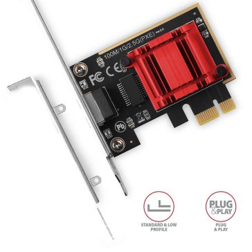   Axagon PCEE-G25 PCIe hálózati kártya, 2.5 Gigabit Ethernet, Realtek RTL8125B