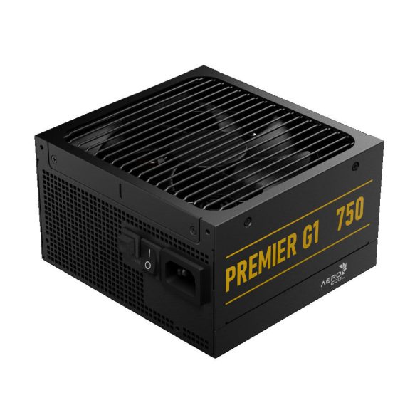 AeroCool Premier G1 tápegység, 750W, 80 Plus Gold, teljesen moduláris, ATX 3.1, dobozos, fekete