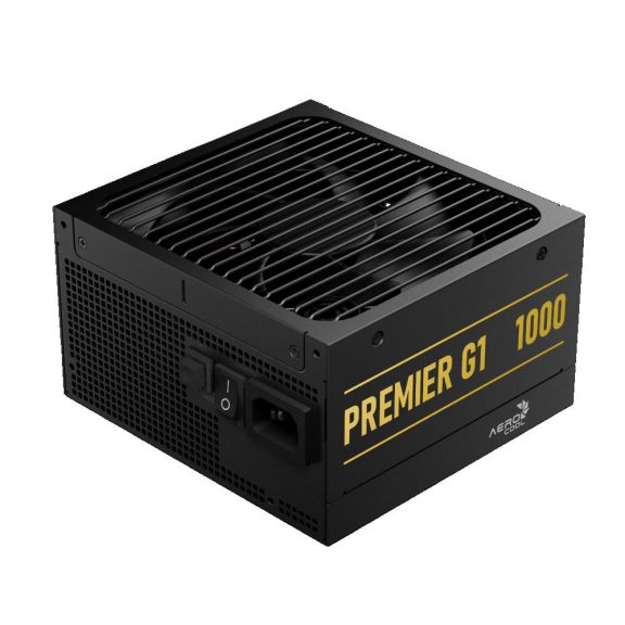 AeroCool Premier G1 tápegység, 1000W, 80 Plus Gold, teljesen moduláris, ATX 3.1, dobozos, fekete
