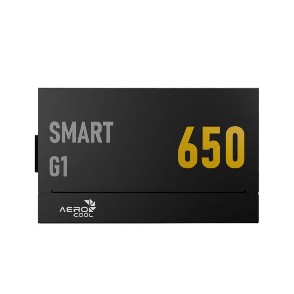 AeroCool Smart G1 tápegység, 650W, 80 Plus Gold, ATX 3.1, lapos kábelek, dobozos, fekete