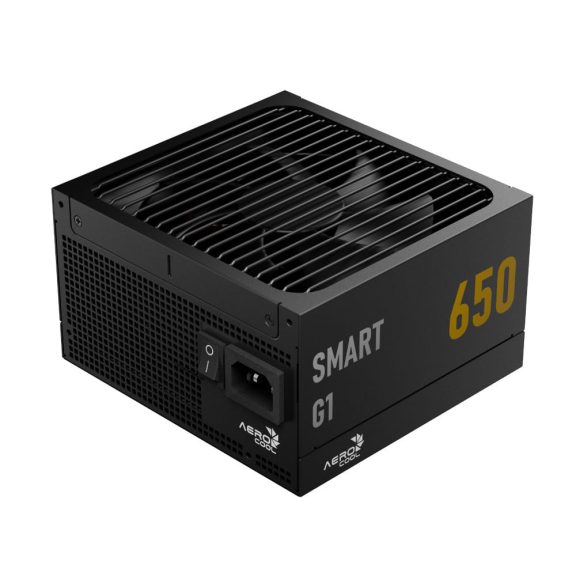 AeroCool Smart G1 tápegység, 650W, 80 Plus Gold, ATX 3.1, lapos kábelek, dobozos, fekete