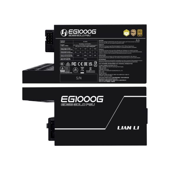 Tápegység Lian Li EDGE EG1000 80 PLUS Gold, + USB HUB, PCIe 5.1, ATX 3.1 - 1000 Watt, fekete