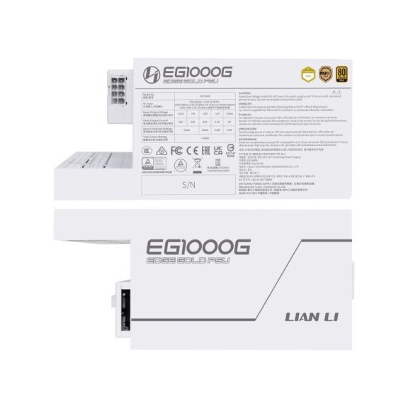 Tápegység Lian Li EDGE EG1000 80 PLUS Gold, + USB HUB, PCIe 5.1, ATX 3.1 - 1000 watt, fehér