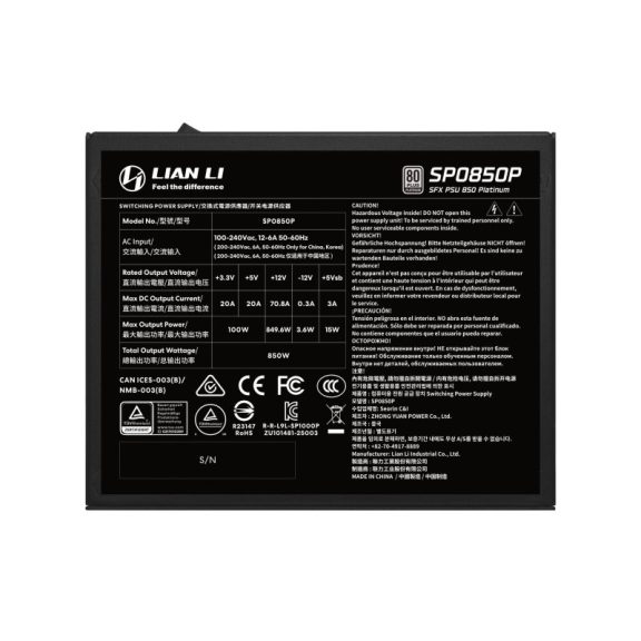 Lian Li SP Platinum Tápegység 850W Fekete