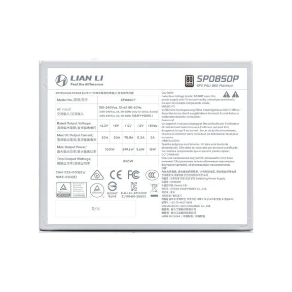 Lian Li SP Platinum Tápegység 850W Fehér