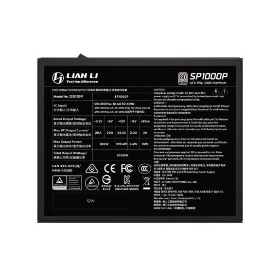 Lian Li SP Platinum Tápegység 1000W Fekete