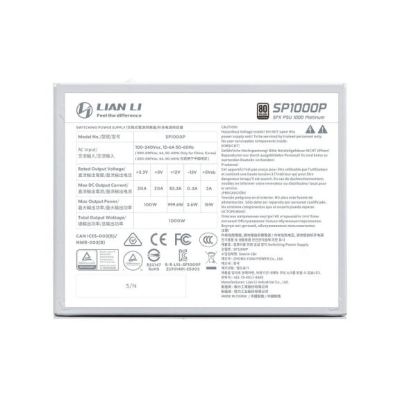 Lian Li SP Platinum Tápegység 1000W Fehér