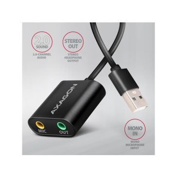   Hangkártya USB AXAGON ADA-12 USB 2.0, Stereo Audio Mini-Adapter, 15 cm