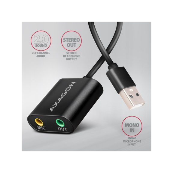 Hangkártya USB AXAGON ADA-12 USB 2.0, Stereo Audio Mini-Adapter, 15 cm