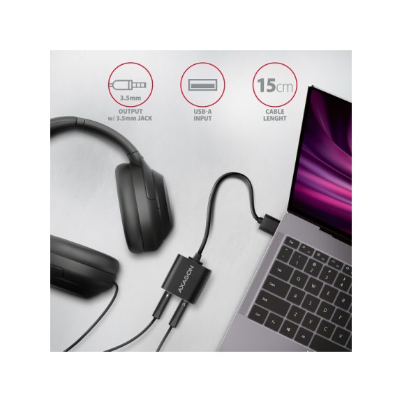 Hangkártya USB AXAGON ADA-12 USB 2.0, Stereo Audio Mini-Adapter, 15 cm