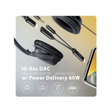   Hangkártya AXAGON ADA-HCPD USB-C Hi-Res DAC audio adapter PD 60W
