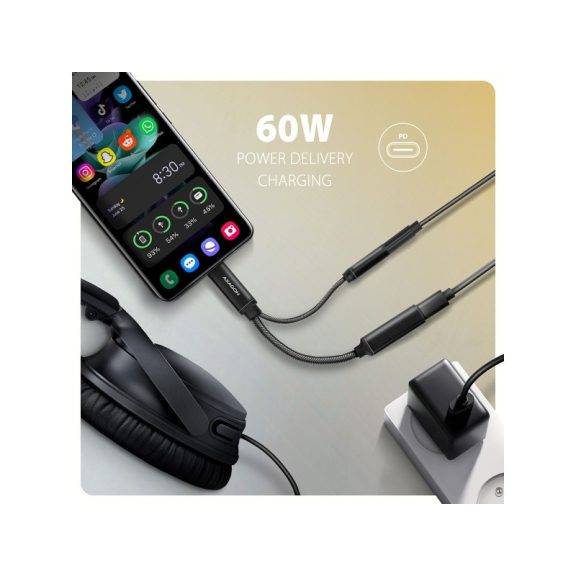 Hangkártya AXAGON ADA-HCPD USB-C Hi-Res DAC audio adapter PD 60W
