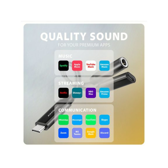 Hangkártya AXAGON ADA-HCPD USB-C Hi-Res DAC audio adapter PD 60W