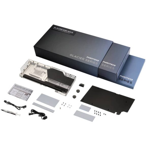 Phanteks Glacier G4080 ASUS vízhűtő blokk, RTX 4080, backplate, DRGB, fekete