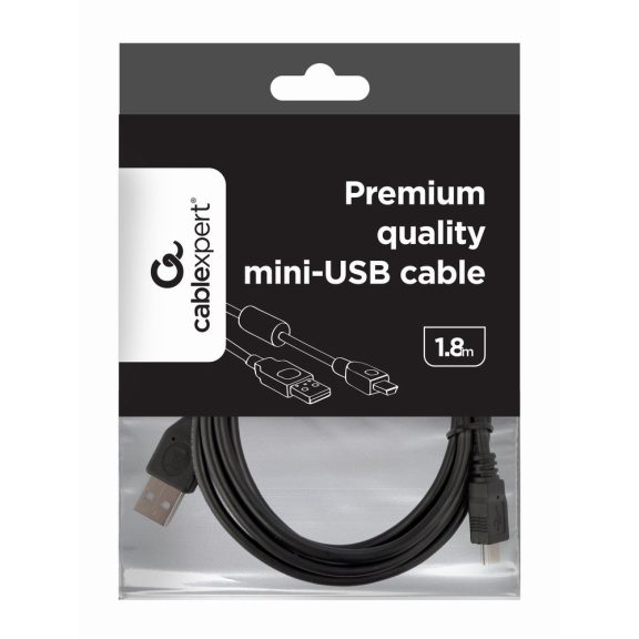 Gembird prémium USB - mini USB 5p kábel 1.8m, fekete