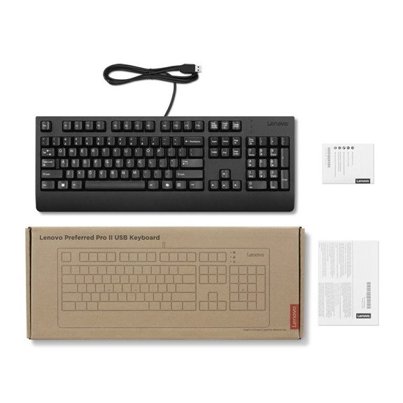 Lenovo Preferred Pro II USB billentyűzet, magyar kiosztás, Copilot Key, fekete