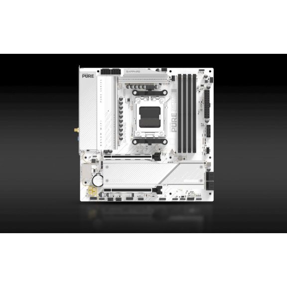 Sapphire PURE B850M WIFI fehér micro-ATX alaplap AMD AM5 foglalattal, DDR5 támogatással és WiFi 6 funkcióval