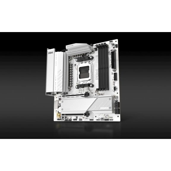 Sapphire PURE B850M WIFI fehér micro-ATX alaplap AMD AM5 foglalattal, DDR5 támogatással és WiFi 6 funkcióval