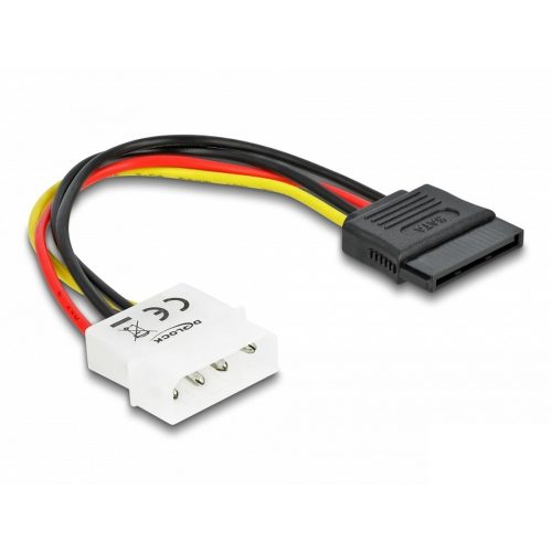 Delock SATA HDD/SSD - 4pin apa Molex tápkábel, 0.1 m