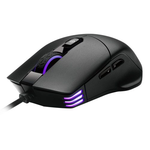EVGA X12 gamer egér fekete színben, két szenzorral és RGB világítással.