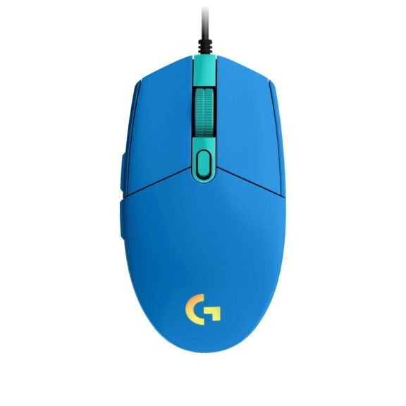 Logitech G203 LIGHTSYNC RGB játékegér, kék színben, 6 programozható gombbal.