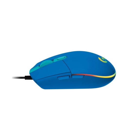 Logitech G203 LIGHTSYNC RGB játékegér, kék színben, 6 programozható gombbal.