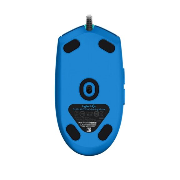 Logitech G203 LIGHTSYNC RGB játékegér, kék színben, 6 programozható gombbal.