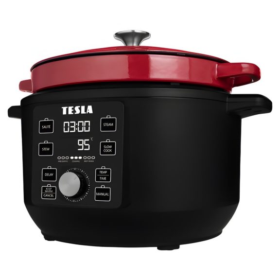 TESLA MultiCook MC600 többfunkciós elektromos edény digitális kijelzővel és zománcozott belső edénnyel.