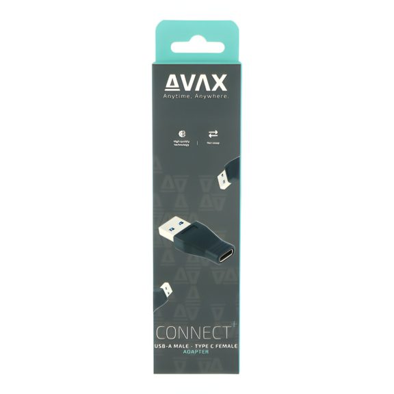Avax AD601 CONNECT+ USB-A apa - Type-C anya adapter, fekete