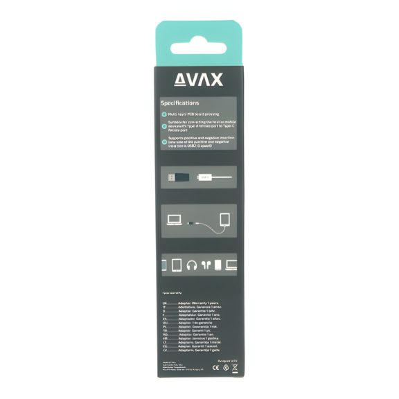 Avax AD601 CONNECT+ USB-A apa - Type-C anya adapter, fekete