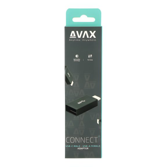 Avax AD602 USB-C apa -> USB-A anya OTG adapter fekete