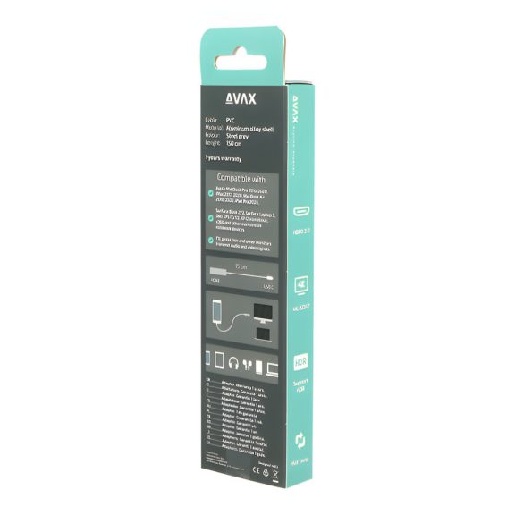 Avax AD603 USB-C -> HDMI adapter 4K/60Hz alumínium kivitelben