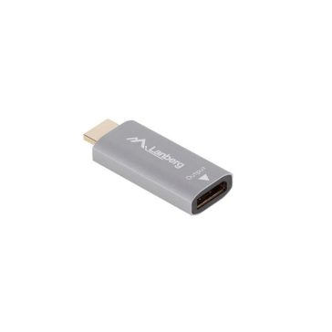   Lanberg HDMI–DisplayPort adapter, 4K 60 Hz, alumíniumházas, ezüst - AD-HD-DP-01