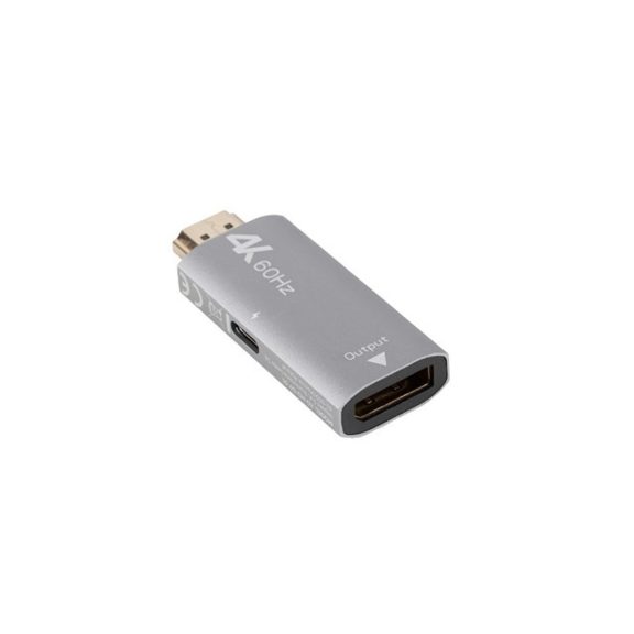 Lanberg HDMI–DisplayPort adapter, 4K 60 Hz, alumíniumházas, ezüst - AD-HD-DP-01