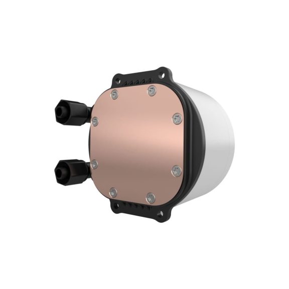 FSP AE24-B AIO folyadékhűtés infinity mirror vízblokkal és ARGB ventilátorokkal, fekete kivitel.