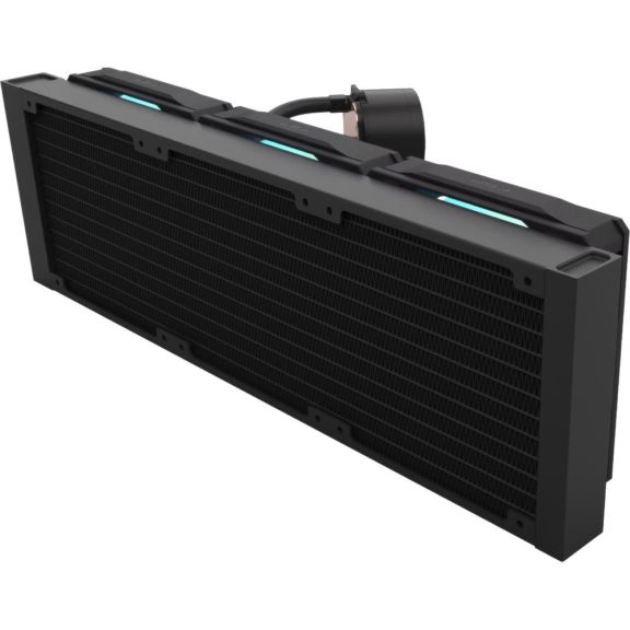 FSP AE36-B processzor vízhűtés, 3 × 120 mm-es ventilátor, ARGB világítás, végtelen tükör dizájn, fekete