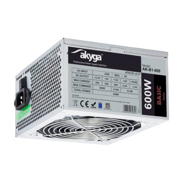 Akyga AK-B1-600 600W tápegység szürke kivitelben 120 mm ventilátorral
