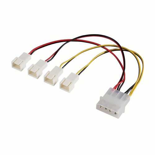 Akasa 4pin Molex - 4x 3pin ventilátor kábel 0.15 m - AK-CB001