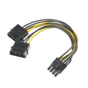   Akasa 4-Pin Molex - 6+2-Pin PCIe tápkábel adapter, VGA tápcsatlakozó, 15 cm - AK-CBPW20-15