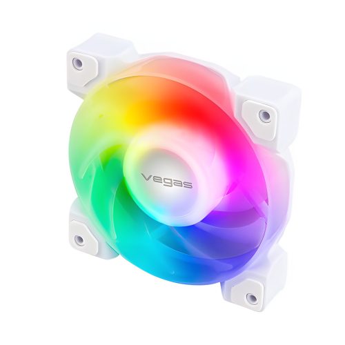 Akasa Vegas A12 120mm aRGB ventilátor fehér színben, dupla golyóscsapággyal és PWM vezérléssel