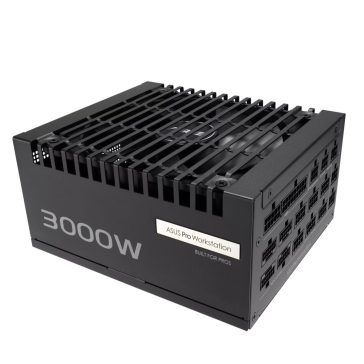 ASUS Pro WS 3000W Platinum professzionális 80 Plus Platinum tápegység, 3000W teljesítménnyel és ATX 3.1 támogatással.