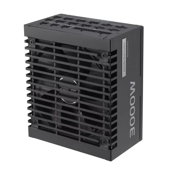 ASUS Pro WS 3000W Platinum professzionális 80 Plus Platinum tápegység, 3000W teljesítménnyel és ATX 3.1 támogatással.