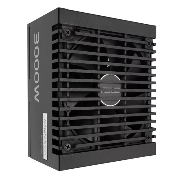 ASUS Pro WS 3000W Platinum professzionális 80 Plus Platinum tápegység, 3000W teljesítménnyel és ATX 3.1 támogatással.