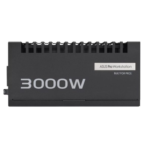 ASUS Pro WS 3000W Platinum professzionális 80 Plus Platinum tápegység, 3000W teljesítménnyel és ATX 3.1 támogatással.