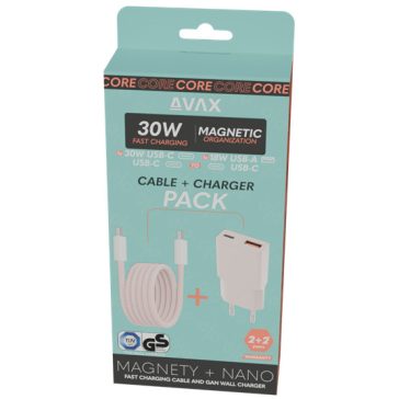   AVAX CH641P & CB610P – 30W GaN Gyorstöltő & 100W Mágneses USB-C Kábelcsomag