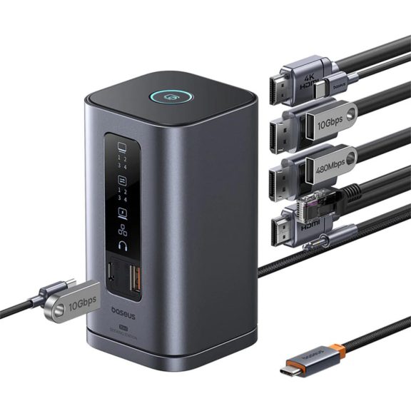 Baseus Spacemate 11 az 1-ben dokkolóállomás, 3 kijelző támogatás, 100W PD, szürke