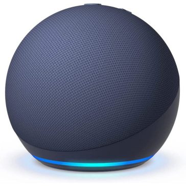 Amazon Echo Dot (5. generációs) okoshangszóró – Kék színben, kompakt dizájnban.