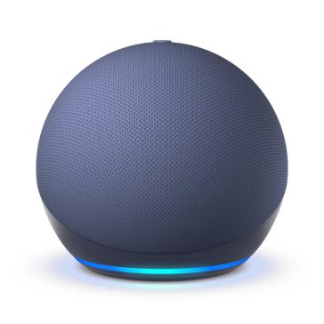 Amazon Echo Dot (5. generációs) okoshangszóró – Kék színben, kompakt dizájnban.